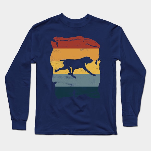 Bracco Italiano Distressed Vintage Retro Silhouette Long Sleeve T-Shirt by DoggyStyles